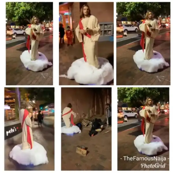 Man Rocks Jesus Costume For Halloween, Feeds People On The Street With Bread (Photos)